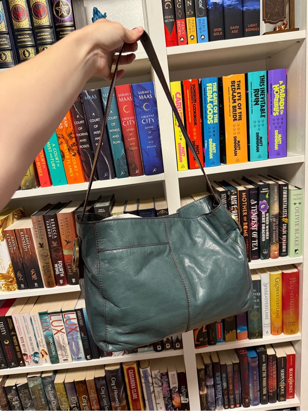 HOBO Teal Polished Leather Render Shoulder Bag